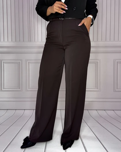 خرید شلوار بگ کرپ هرمس قهوه ای زنانه Women's Brown Hermes Baggy Pants کد 913700