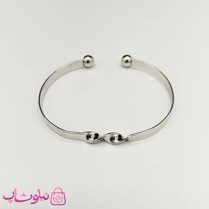 بنگل زنانه مدل پیچ آبکاری رادیوم نقره ای رنگ