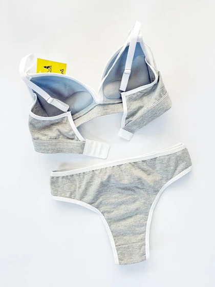 ست شورت و سوتین پوش آپ دار نخ پنبه هارنس دار نوشته کلوین کلاین Calvin klein فیتن Fitan