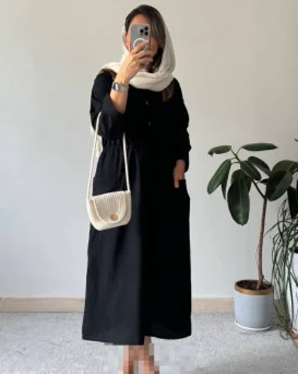 پیراهن مانتویی مشکی صبا
