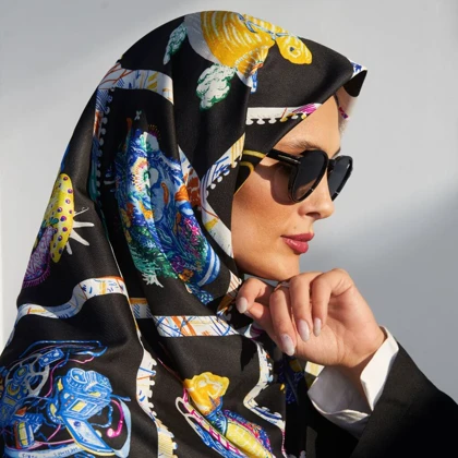 روسری ابریشم دور دست دوز (قواره 90) 30145