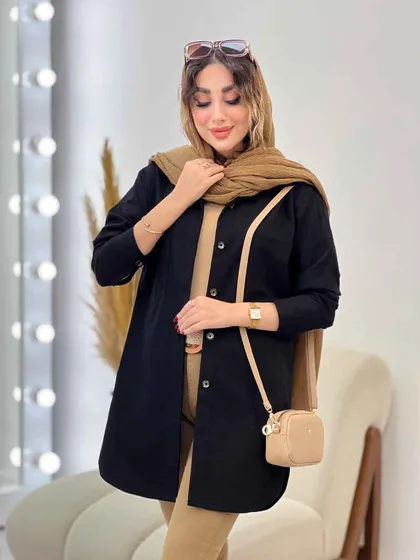 مانتو دو جیب ستین