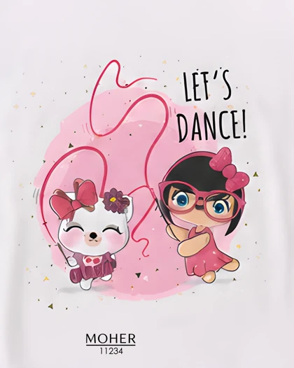تیشرت باکسی سایز بزرگ طرح دختر Let’s Dance