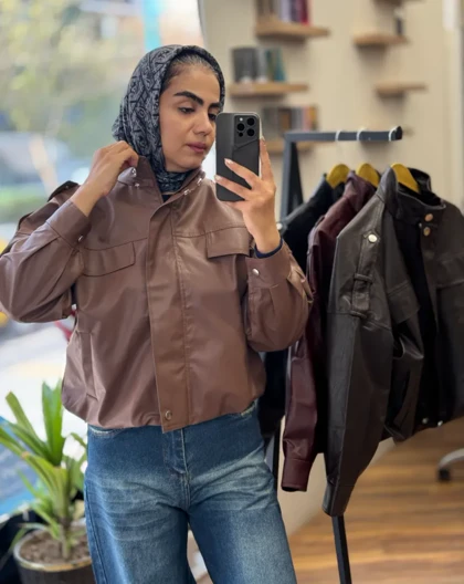 بامبر جکت چرم آستر دار_4312