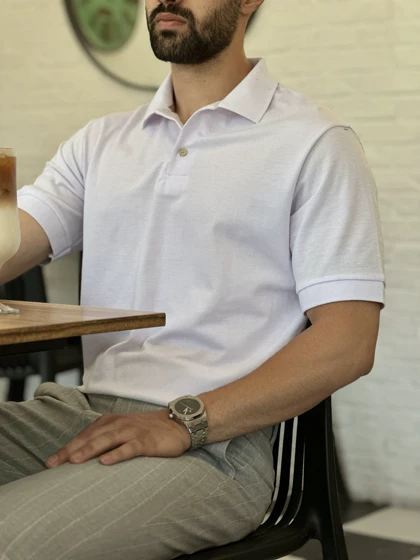 پولوشرت سفید دودکمه کد sh234