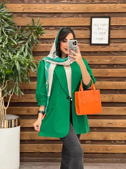 مانتو لینن سرشونه چین تک دکمه