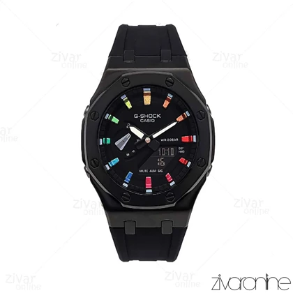ساعت جی شاک GA2100 مردانه چند موتوره مشکی رنگین کمانی 106107