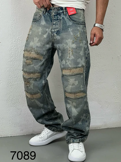 شلوار جین مردانه نیم بگ7089 کاستوم شده