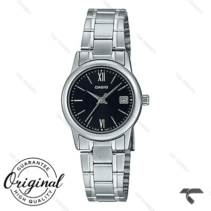 ساعت کاسیو زنانه LTP-V002D-1B3 سیلور صفحه مشکی Casio-10303-L