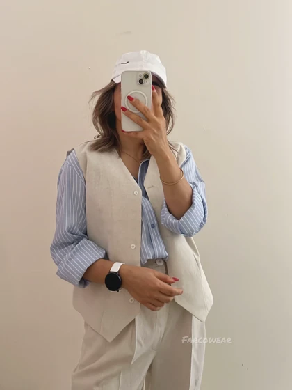 ژیله و شلوار لینن مینا کد 069