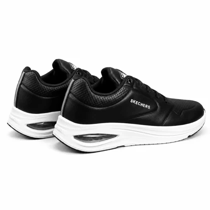 کفش کتانی رانینگ مردانه اسکیچرز زیره کپسولی مشکی سفید SKECHERS