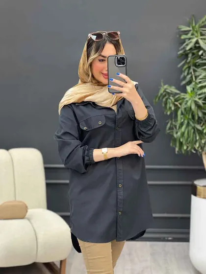 مانتو جیب نما بغل زیپ طنین