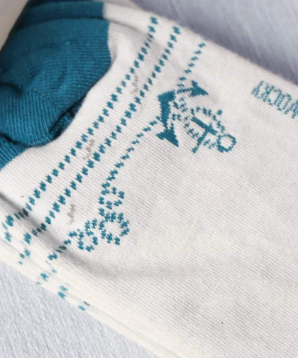 جوراب ساق بلند سفید طرح کشتی 1039