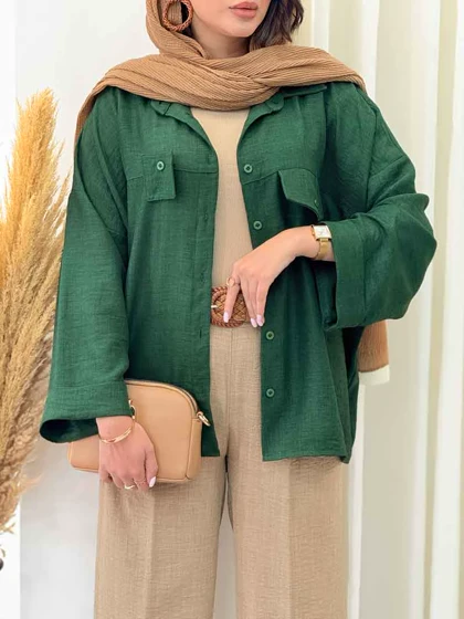 مانتو سر جیب نما آستین پاکتی