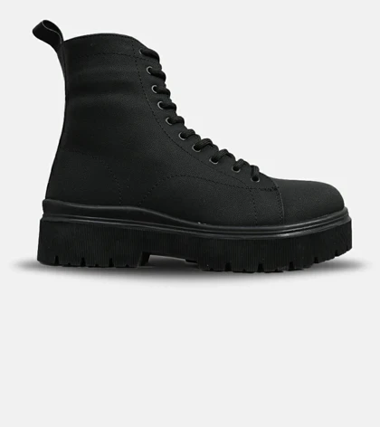 بوت مردانه چرمی مشکی BERSHKA