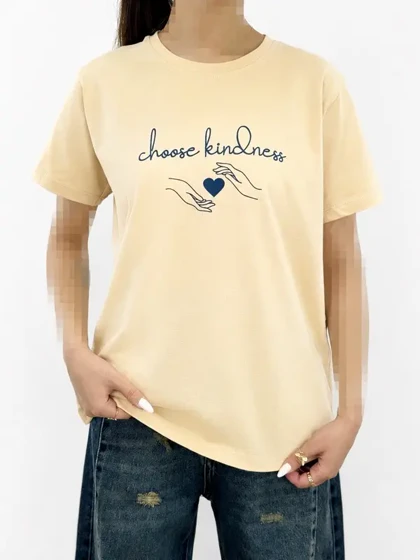 تیشرت زنانه طرح Choose Kindness نخ پنبه یقه گرد |آلما شاپ