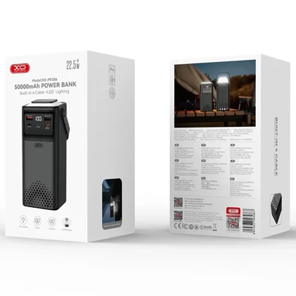 پاور بانک 50000 ایکس او مدل PR286 توان 22.5 وات با کابل و چراغ قوه
