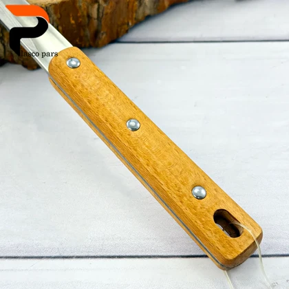 ملاقه استیل بیضی دسته چوبی XH-719 718