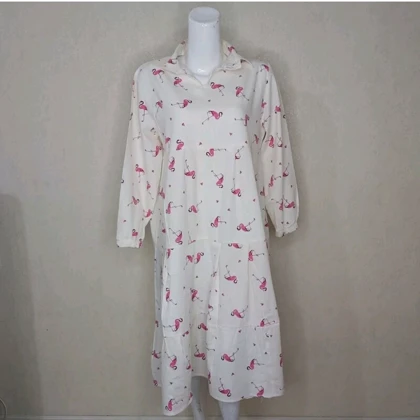 پیراهن زنانه لینن طرح فلامینگو