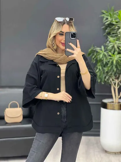 مانتو لینن جیب دکمه