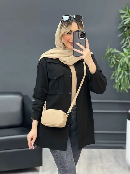 مانتو سر جیب دکمه آستین پیله