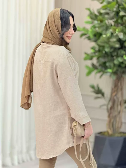 مانتو دو جیب یقه سه دکمه