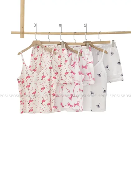 ست تاپ شلوارک ساتن یقه هفت کد1005471