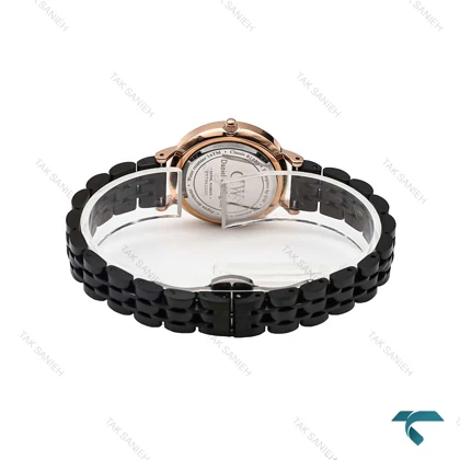 ساعت دنیل ولینگتون زنانه مشکی رزگلد بند فلزی اسمال DW-6313-L