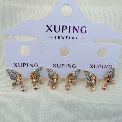 گوشواره پروانه برجسته نگین‌دار ژوپینگ