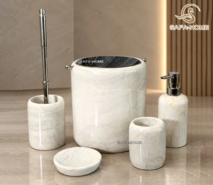 ست سرویس بهداشتی طرح سنگی سفید