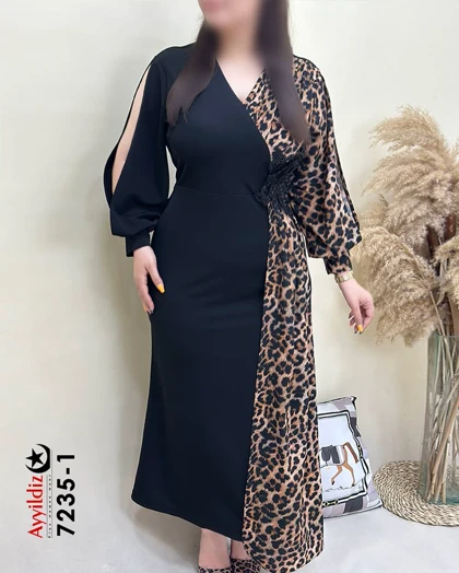 پیراهن بلند مجلسی زنانه سایز بزرگ کد 7235 (سفارشی دوز 10 روز کاری)
