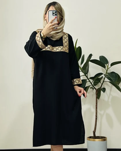 مانتو کفتان مشکی طلایی