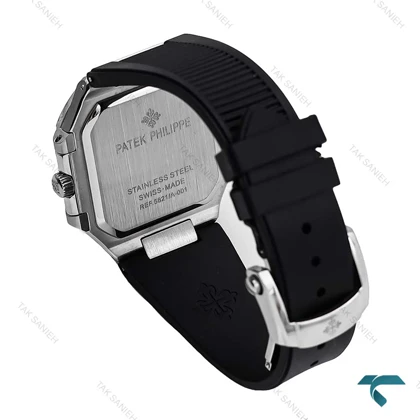 ساعت پتک فیلیپ Cubitus مردانه سیلور بند رابر مشکی Patek-6926-G