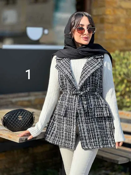 ژیله دو جیب پاکتی کمردار
