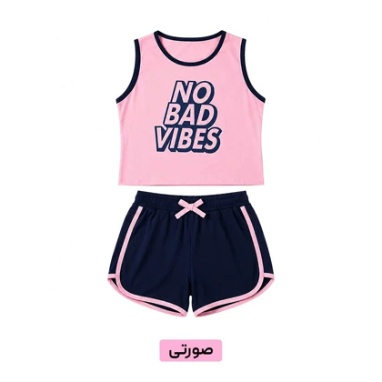 ست کراپ شورتک مدل NO BAD VIBES فری سایز کد 295449