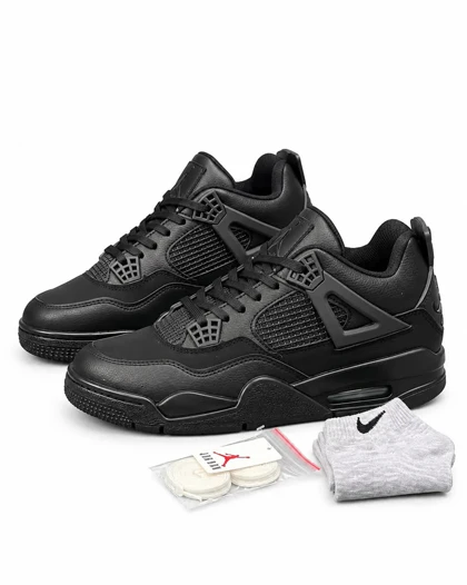 کفش کتانی بزرگ پا مردانه مدل نایکی جرن فور مشکی فول Nike jordan 4