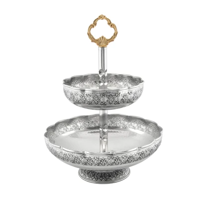 میوه خوری 2 طبقه مس دیبا رنگ کروم کد 1056