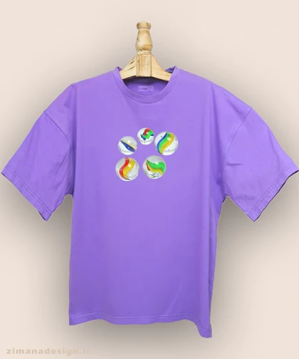 تیشرت لش مردانه و زنانه نوستالژی طرح تیله رنگی