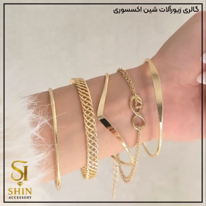 پک بنگل زنانه آبکاری طلایی کد bz014