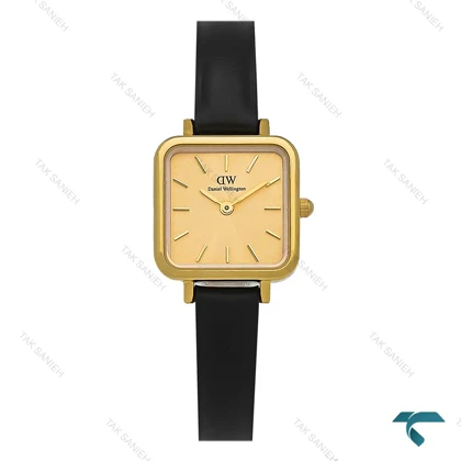 ساعت زنانه مستطیلی دنیل ولینگتون طلایی بند چرم DW-8308-L