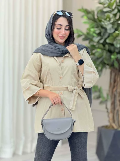 مانتو دو جیب ریش دار پروین