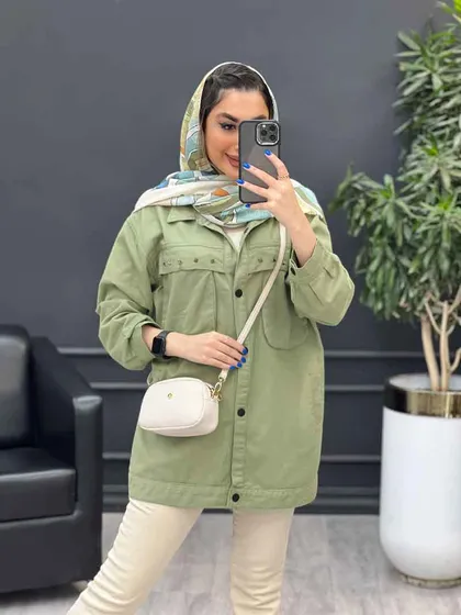 مانتو کتان چهار جیب پرچ پارلا