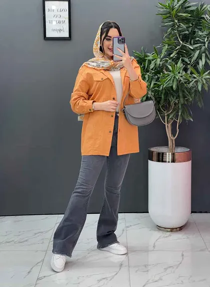 مانتو شومیزی جلودکمه جیب نما