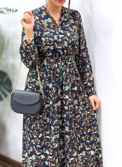 پیراهن بلند حریر آستردار آوا کد 5036