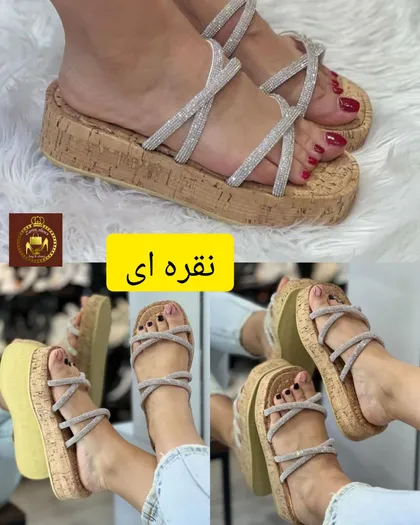 صندل روفرشی نگینی زنانه تابستانه المیکا