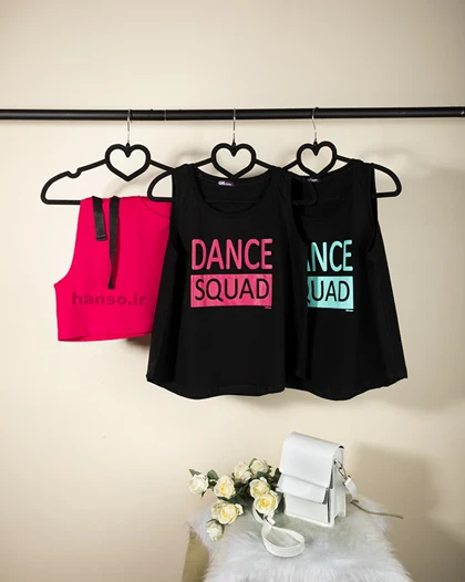 ست تاپ شلوارک نخی زنانه طرح dance squad کد 4207 (6 رنگ)