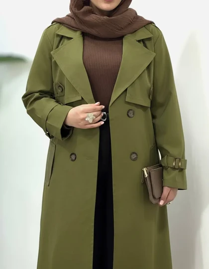 بارانی بلند آستردار آذین