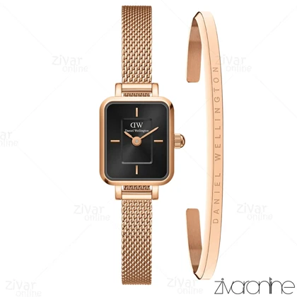 ست دستبند و ساعت دنیل ولینگتون زنانه کوادرو مینی صفحه مشکی 105516