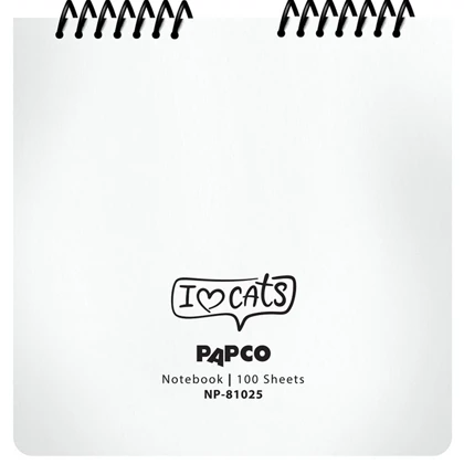دفتر یادداشت سیمی پاپکو Papco مدل NP-81025 بلک اند وایت سایز 15×15 سانتی متر