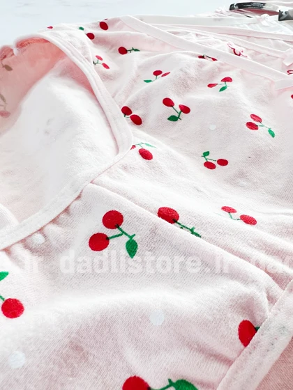 شورت اسلیپ نخ پنبه عروسکی سفید پنککی طرح گیلاس